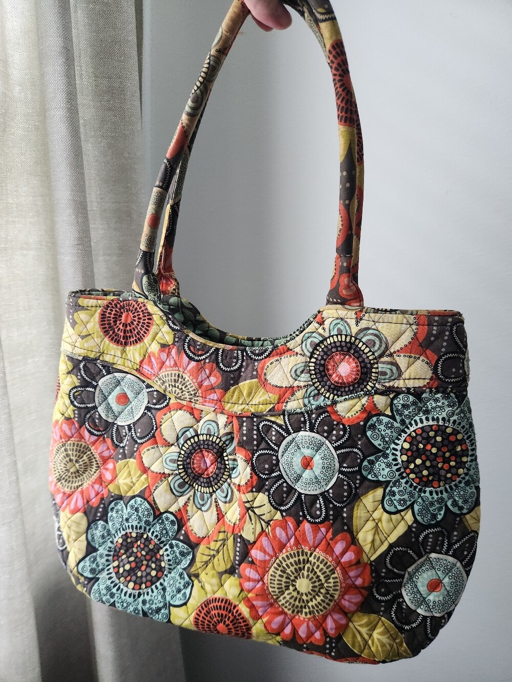 Vera Bradley "Pleated Tote" Shoulder Bag in Retired "Flower Shower" Print (2014)
